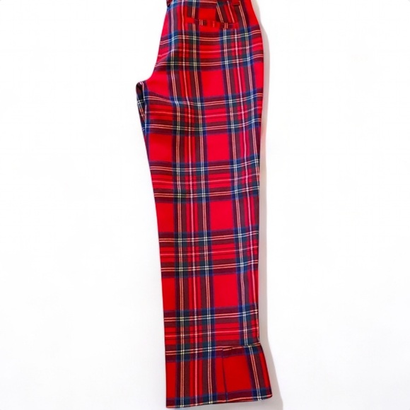Vineyard Vines Jolly Plaid Ruffle Calypso Red Cocktail Pant Women’s Size 00 NWT - Picture 5 of 15